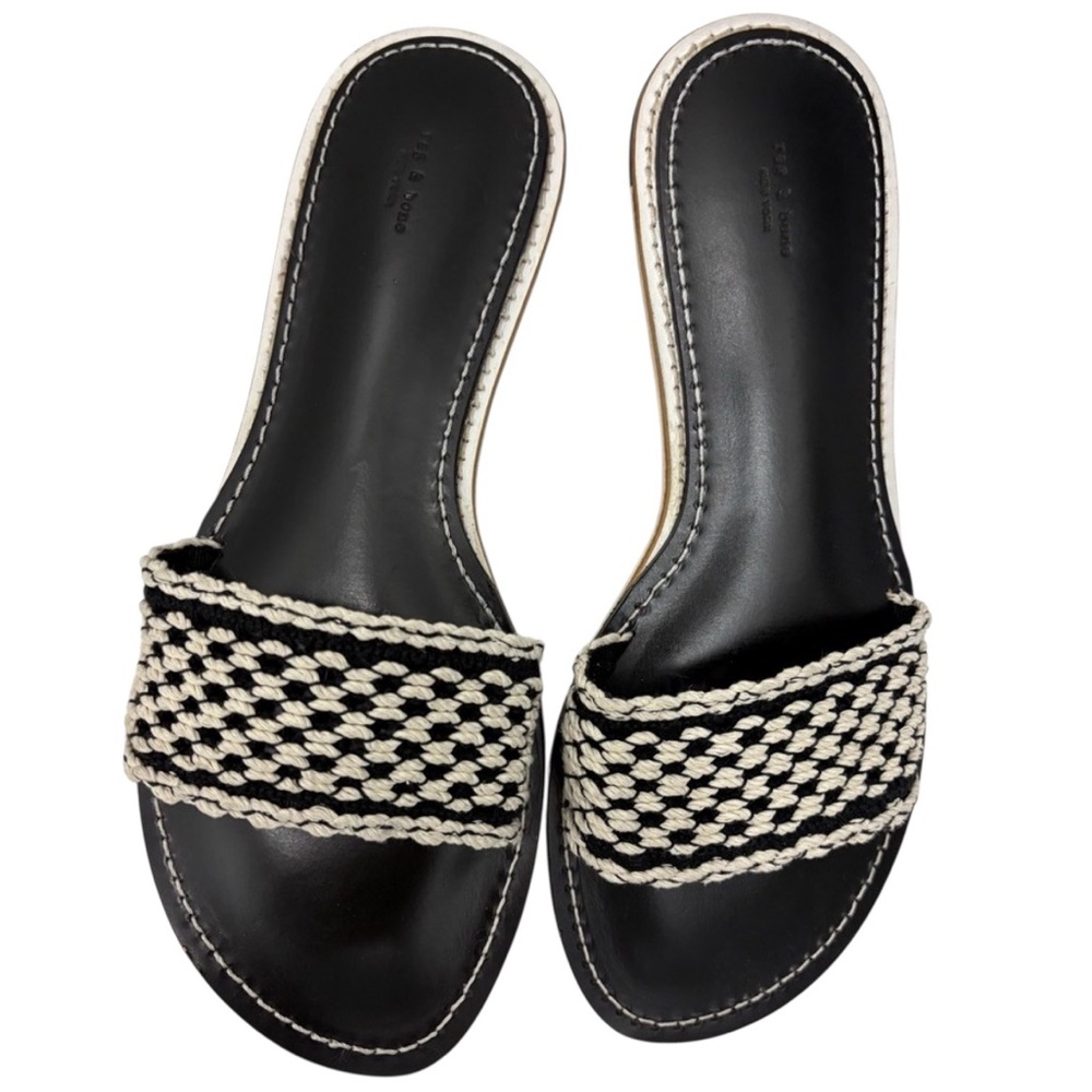 rag & bone Melrose Crochet Flat Slide – Black/Ivory – 9.5 – New, Unworn - Picture 4 of 6